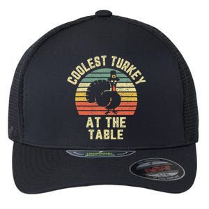 Funny Thanksgiving  Retro Coolest Turkey At The Table Flexfit Unipanel Trucker Cap