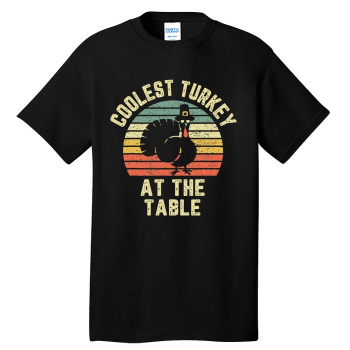 Funny Thanksgiving  Retro Coolest Turkey At The Table Tall T-Shirt