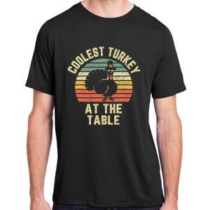 Funny Thanksgiving  Retro Coolest Turkey At The Table Adult ChromaSoft Performance T-Shirt