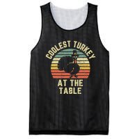 Funny Thanksgiving  Retro Coolest Turkey At The Table Mesh Reversible Basketball Jersey Tank