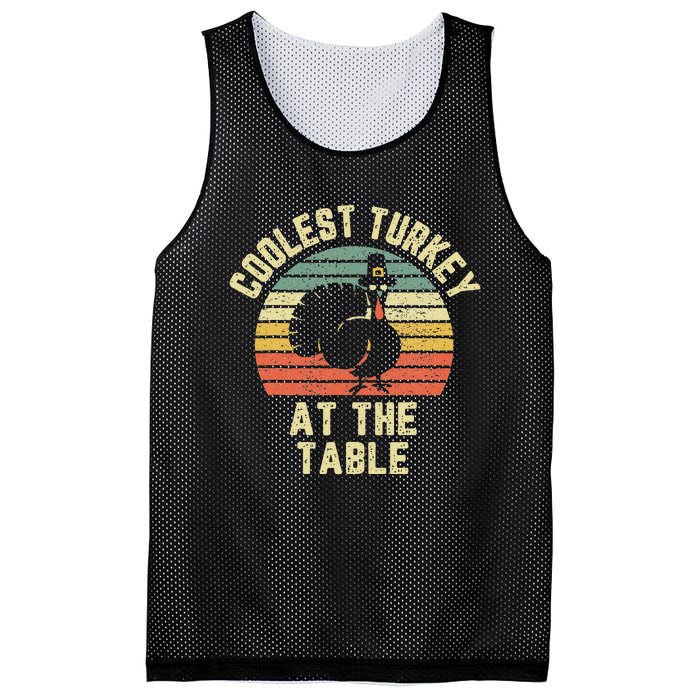 Funny Thanksgiving  Retro Coolest Turkey At The Table Mesh Reversible Basketball Jersey Tank