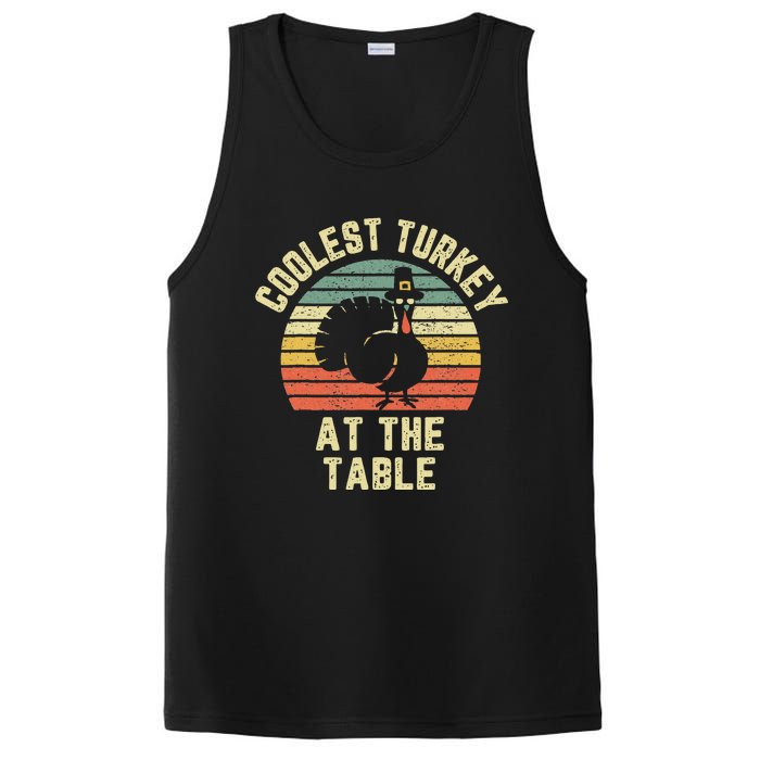 Funny Thanksgiving  Retro Coolest Turkey At The Table PosiCharge Competitor Tank