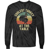 Funny Thanksgiving  Retro Coolest Turkey At The Table Tie-Dye Long Sleeve Shirt