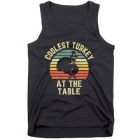 Funny Thanksgiving  Retro Coolest Turkey At The Table Tank Top