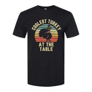 Funny Thanksgiving  Retro Coolest Turkey At The Table Softstyle CVC T-Shirt