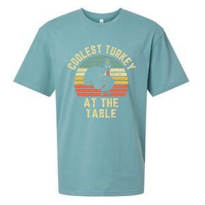 Funny Thanksgiving  Retro Coolest Turkey At The Table Sueded Cloud Jersey T-Shirt