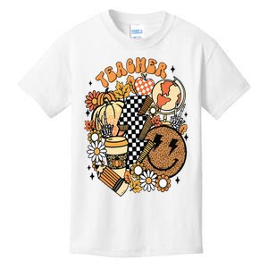 Fall Teacher Retro Teacher Life Autumn Thanksgiving  Kids T-Shirt