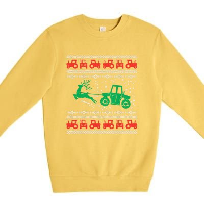 Farm Tractor Reindeer Fun Ugly Christmas Sweater Farmer Premium Crewneck Sweatshirt