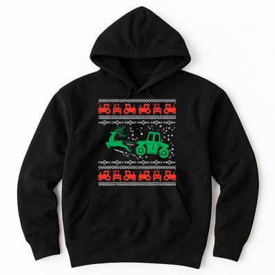 Farm Tractor Reindeer Fun Ugly Christmas Sweater Farmer Hoodie