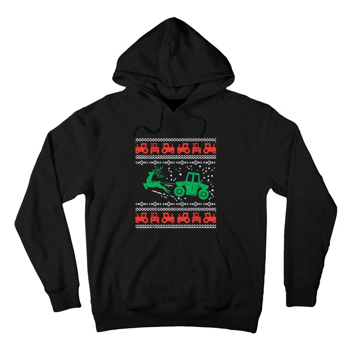 Farm Tractor Reindeer Fun Ugly Christmas Sweater Farmer Hoodie