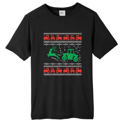 Farm Tractor Reindeer Fun Ugly Christmas Sweater Farmer Tall Fusion ChromaSoft Performance T-Shirt