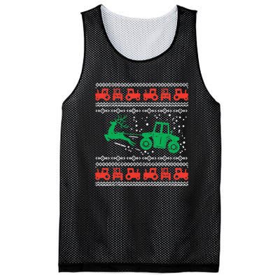 Farm Tractor Reindeer Fun Ugly Christmas Sweater Farmer Mesh Reversible Basketball Jersey Tank