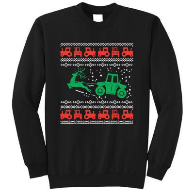 Farm Tractor Reindeer Fun Ugly Christmas Sweater Farmer Tall Sweatshirt