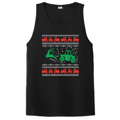 Farm Tractor Reindeer Fun Ugly Christmas Sweater Farmer PosiCharge Competitor Tank