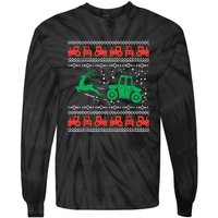 Farm Tractor Reindeer Fun Ugly Christmas Sweater Farmer Tie-Dye Long Sleeve Shirt