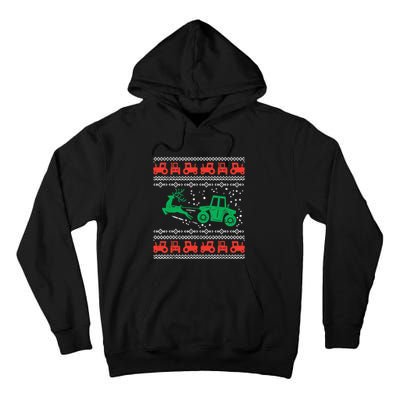 Farm Tractor Reindeer Fun Ugly Christmas Sweater Farmer Tall Hoodie