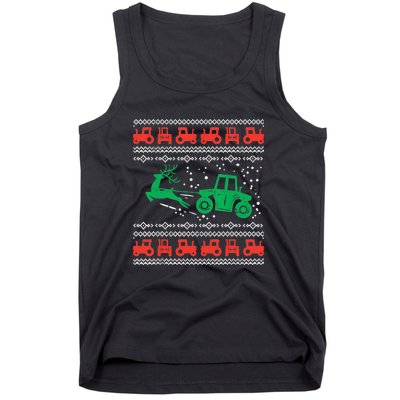 Farm Tractor Reindeer Fun Ugly Christmas Sweater Farmer Tank Top