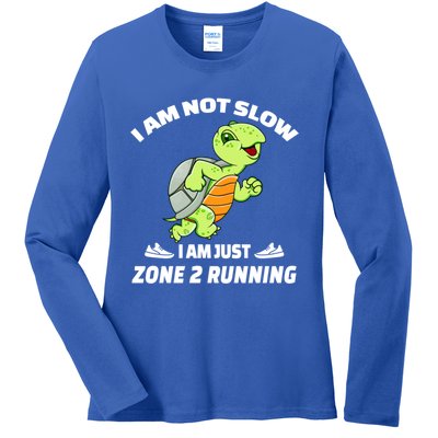 Funny Turtle Runner Im Not Slow Just Zone 2 Running Gift Ladies Long Sleeve Shirt