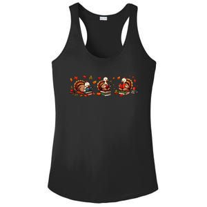 Funny Turkey Reading Book Librarian Bookworm Thanksgiving Gift Ladies PosiCharge Competitor Racerback Tank