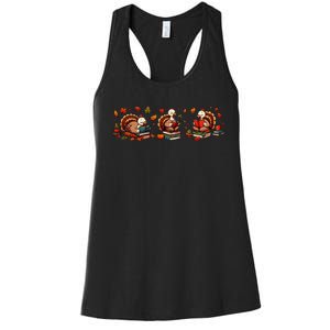 Funny Turkey Reading Book Librarian Bookworm Thanksgiving Gift Women's Racerback Tank