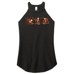 Funny Turkey Reading Book Librarian Bookworm Thanksgiving Gift Women's Perfect Tri Rocker Tank