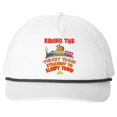 Funny Thanksgiving Riding The Turkey Train Straight To Sleepy Town Snapback Five-Panel Rope Hat