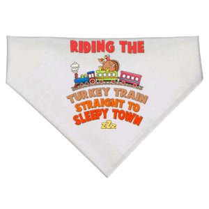 Funny Thanksgiving Riding The Turkey Train Straight To Sleepy Town USA-Made Doggie Bandana