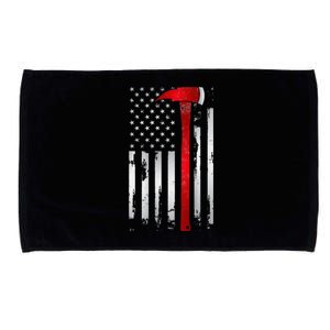 Fireman Thin Red Line American Flag Axe gift for Firefighter Microfiber Hand Towel