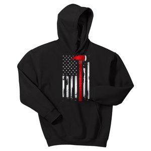 Fireman Thin Red Line American Flag Axe gift for Firefighter Kids Hoodie