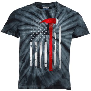 Fireman Thin Red Line American Flag Axe gift for Firefighter Kids Tie-Dye T-Shirt