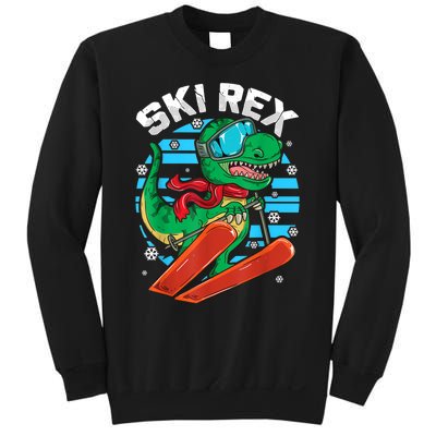 Funny Tyrannosaurus Rex Dinosaur Girls Boys Skiing SKI REX TShirt Sweatshirt