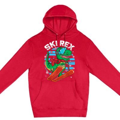 Funny Tyrannosaurus Rex Dinosaur Girls Boys Skiing SKI REX TShirt Premium Pullover Hoodie