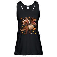 Funny Turkey Riding Dinosaur T Rex Thanksgiving Boy Ladies Essential Flowy Tank