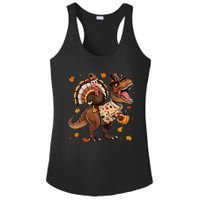 Funny Turkey Riding Dinosaur T Rex Thanksgiving Boy Ladies PosiCharge Competitor Racerback Tank