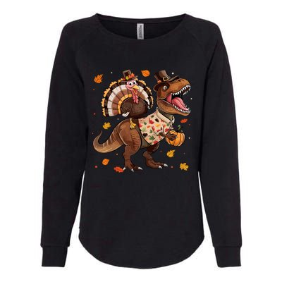 Funny Turkey Riding Dinosaur T Rex Thanksgiving Boy Womens California Wash Sweatshirt