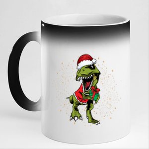 Funny T Rex Dino In Christmas Santa Costume Funny Gift 11oz Black Color Changing Mug