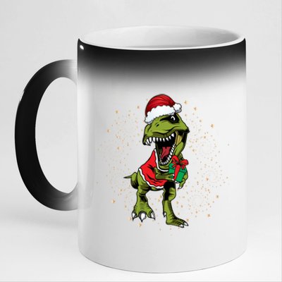 Funny T Rex Dino In Christmas Santa Costume Funny Gift 11oz Black Color Changing Mug