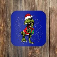 Funny T Rex Dino In Christmas Santa Costume Funny Gift Coaster