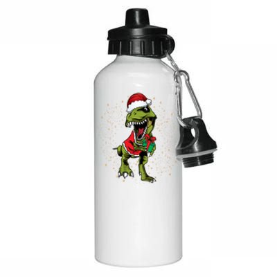 Funny T Rex Dino In Christmas Santa Costume Funny Gift Aluminum Water Bottle