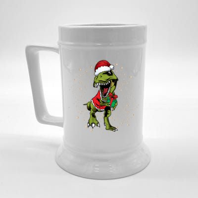 Funny T Rex Dino In Christmas Santa Costume Funny Gift Beer Stein