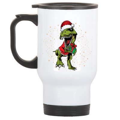 Funny T Rex Dino In Christmas Santa Costume Funny Gift Stainless Steel Travel Mug