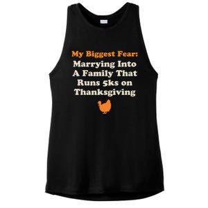 Funny Thanksgiving Running Turkey Trot Marrying Into Family Gift Ladies PosiCharge Tri-Blend Wicking Tank