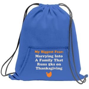 Funny Thanksgiving Running Turkey Trot Marrying Into Family Gift Sweatshirt Cinch Pack Bag