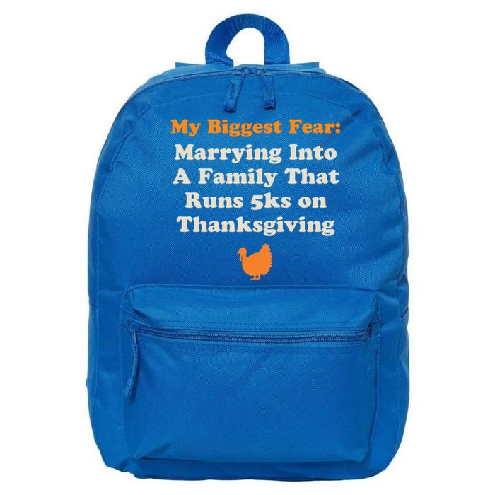 Funny Thanksgiving Running Turkey Trot Marrying Into Family Gift 16 in Basic Backpack