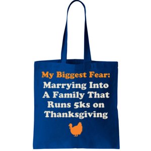 Funny Thanksgiving Running Turkey Trot Marrying Into Family Gift Tote Bag