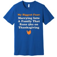 Funny Thanksgiving Running Turkey Trot Marrying Into Family Gift Premium T-Shirt