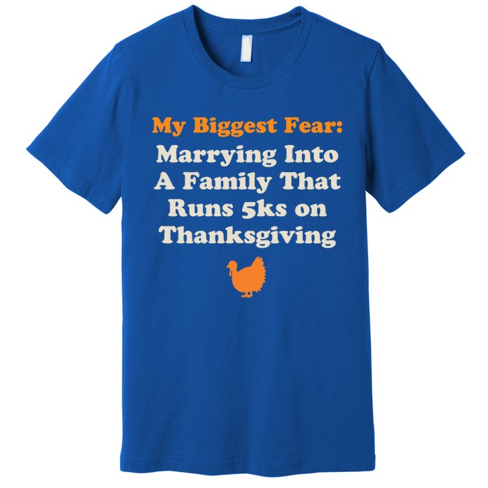 Funny Thanksgiving Running Turkey Trot Marrying Into Family Gift Premium T-Shirt