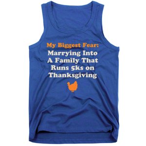 Funny Thanksgiving Running Turkey Trot Marrying Into Family Gift Tank Top