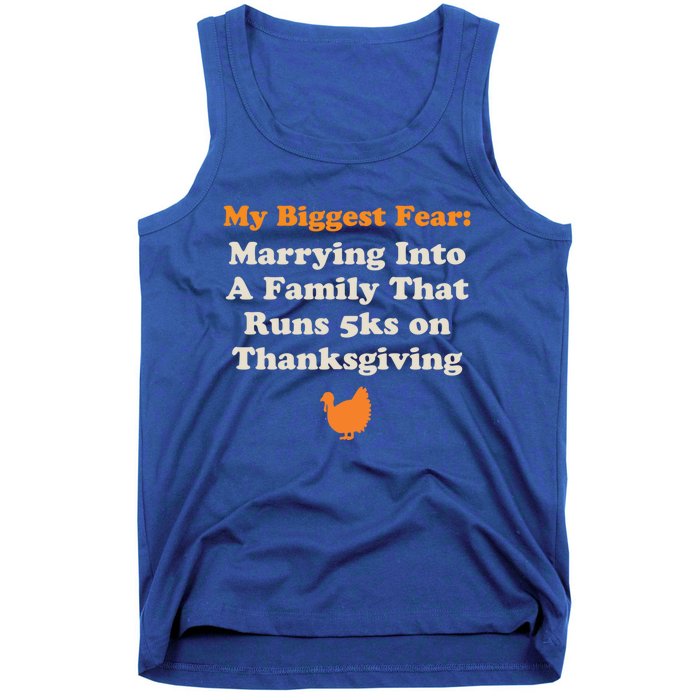 Funny Thanksgiving Running Turkey Trot Marrying Into Family Gift Tank Top