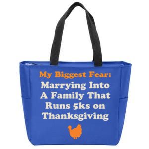 Funny Thanksgiving Running Turkey Trot Marrying Into Family Gift Zip Tote Bag